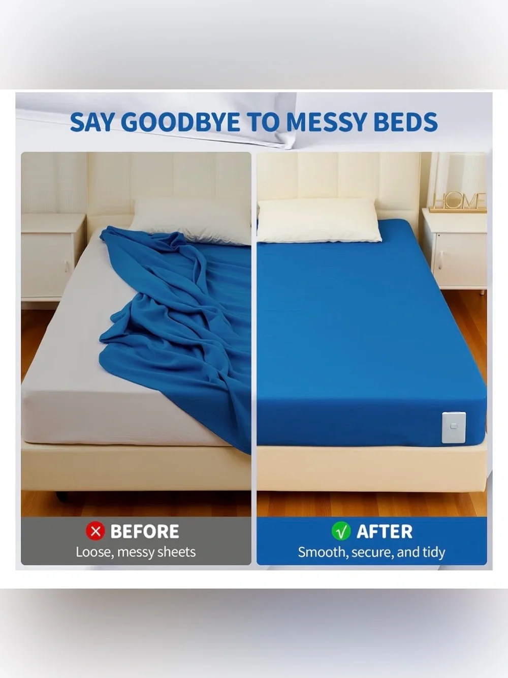 Bed Sheet Holder with Clips Lock, Open Corner Fitted Bedsheet Holders